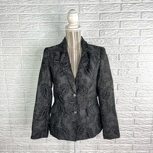 Katherine New York Black Grey Paisley Print Blazer Jacket Size Small
